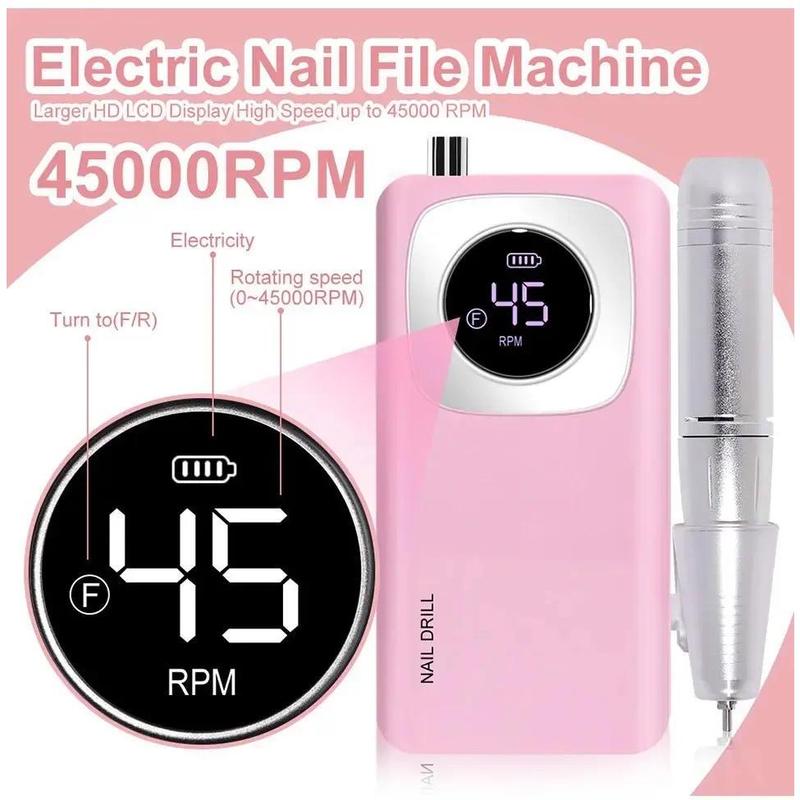 Original 45000RPM Professional Rechargeable Electric Nail Drill Machine Portable Cordless Nail File For Acrylic Gel Nails Remove uña s portable naildrill