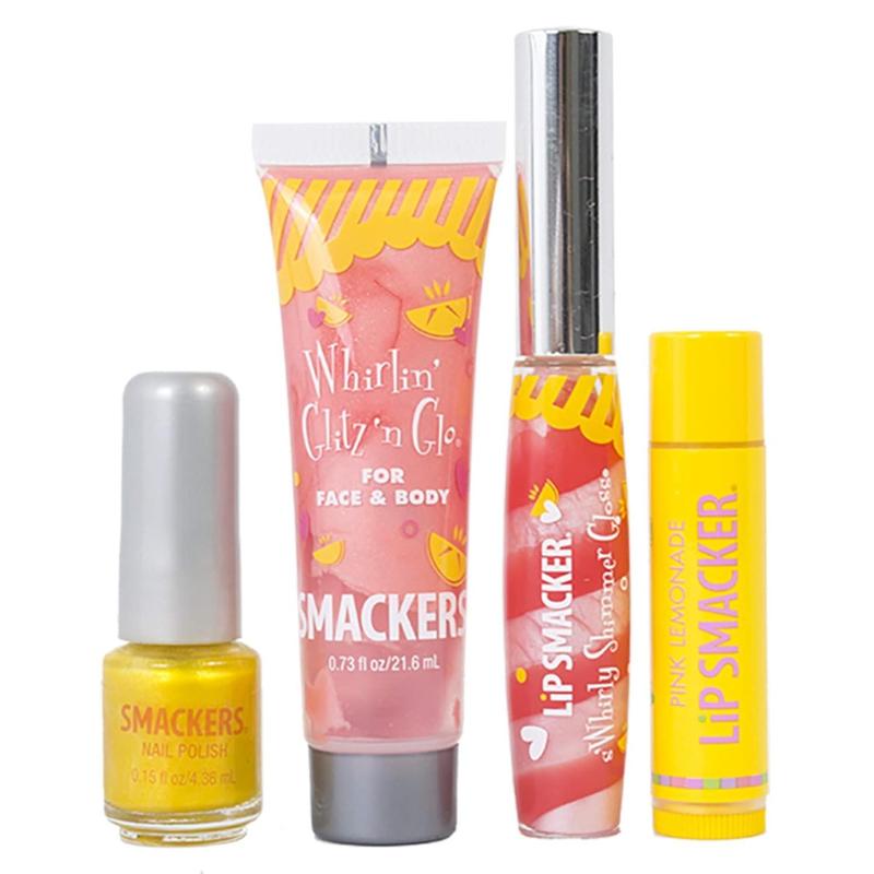 Lip Smacker Pink Lemonade Glam Bag Makeup Set for Girls | Lip Balm, Lip Gloss, Nail Polish, & Lotion | Christmas Make Up Collection | Holiday Present | Gift for Girls | Set of 4