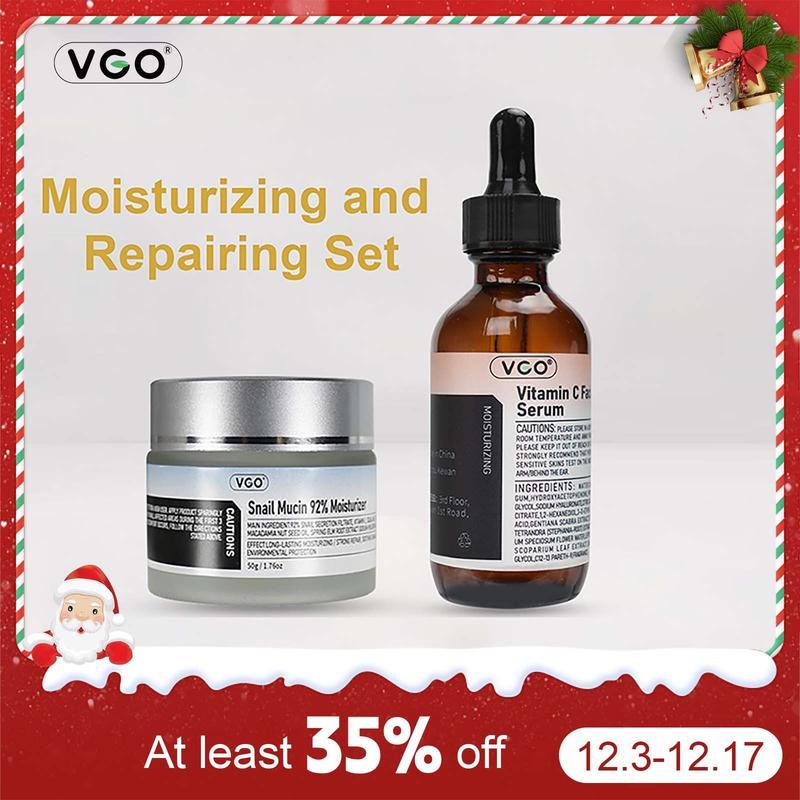 VGO-Essence Face Cream Moisturizing andRepairing Set Skincare Moisturizer-Live CleanserFacial Daily Moisture Serum Acne Facial Serum  snail mucin essence