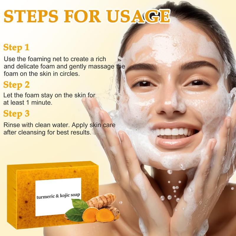 3PCS Lemon Turmeric Kojic Acid Soap Lemon Kojic Acid Soap Bar Turmeric Soap Bar Kojic Acid Soap for Face turmeric  soap