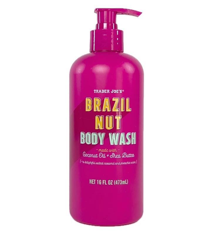 Trader Joe's Brazil Nut Body Wash made with coconut oil and shea butter plus botanicals like aloe, chamomile, and grapefruit extracts Nourishing Daily