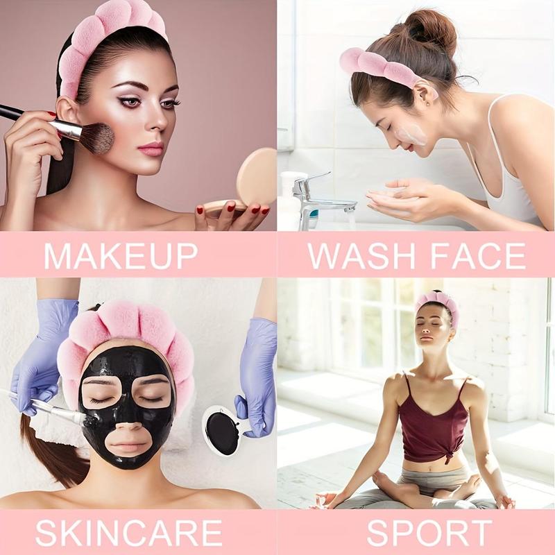 Facial Cleansing Tool Set, 7 Counts set Portable Skin Care Tool Set, Including Soft Headband & Wristband & Silicone Exfoliating Brush & Wash Bag, Christmas Gift