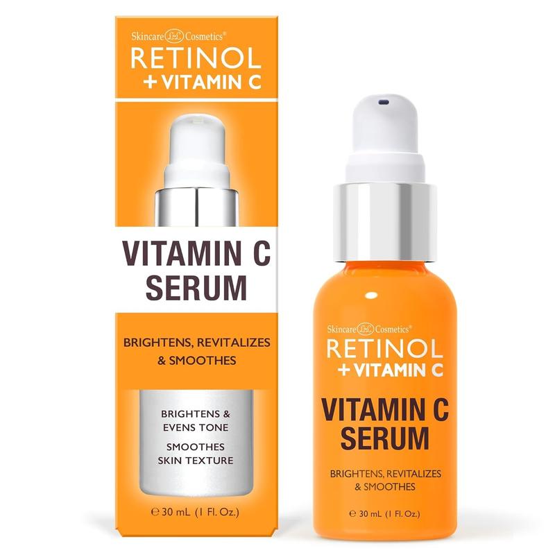 Retinol + Vitamin C Face Serum - Anti Aging Facial Serum, Evens Skin Tone, Diminishes Fine Lines and Wrinkles, Sun Damage & Dark Spots, Restores Radiance, Locks In Moisture - 1 FL. Oz