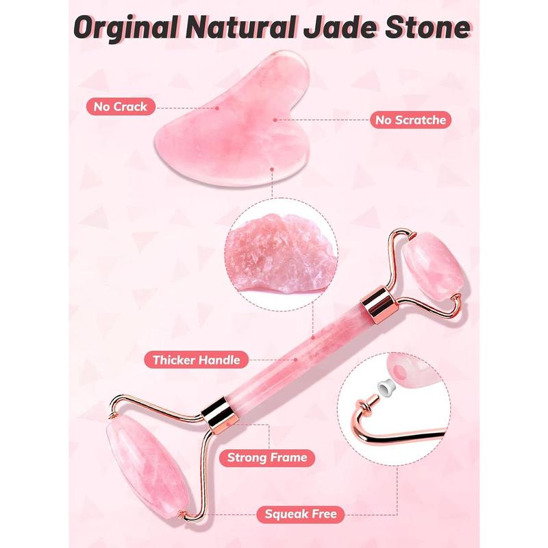 3pcs Gua Sha & Jade Face Roller & Ice Roller for Face - Facial Massager for Face, Eyes, Neck, Relieve Fine Lines and Wrinkles