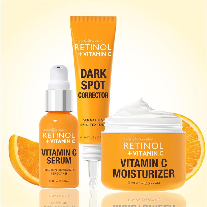 Retinol + Vitamin C Face Serum - Anti Aging Facial Serum, Evens Skin Tone, Diminishes Fine Lines and Wrinkles, Sun Damage & Dark Spots, Restores Radiance, Locks In Moisture - 1 FL. Oz