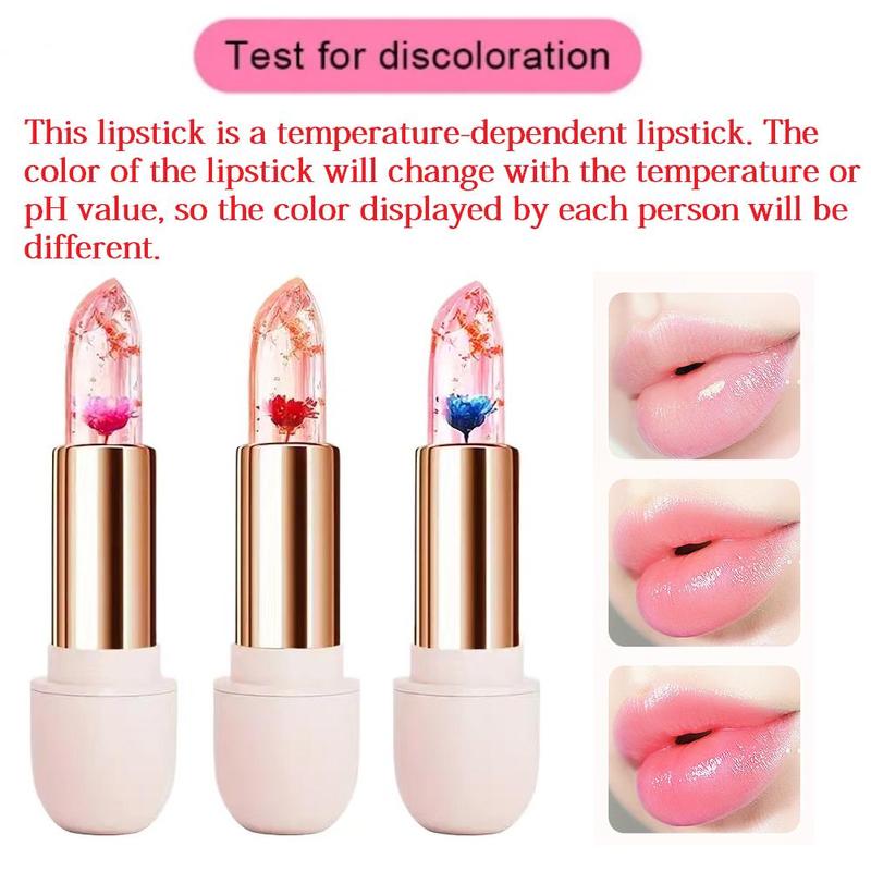 Juicy Temperature Color Changing Lipstick, Moisturizing Flower Lip Balm, Long Lasting Tinted Lip Gloss, Hydrating Lip Gloss for All Occasions Lip Makeup, Lip Care Moisturizer, Prettygirlglaze