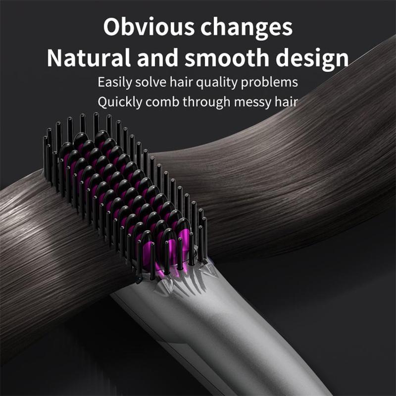 Portable Electric Hair Straightening Comb, Rechargeable Vibrating Massage Hair Straightening Iron for Women & Girls, Hair Styling Tool for Home & Travel