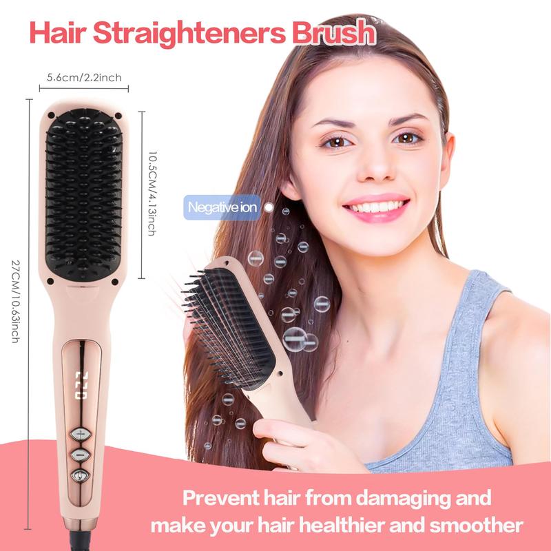 Hair Straightener Brush, Negative Ion Hair Straightener Brush, Ceramic Heated Hair Straightener, Automatic Hair Styling Tool for Home & Salon Use