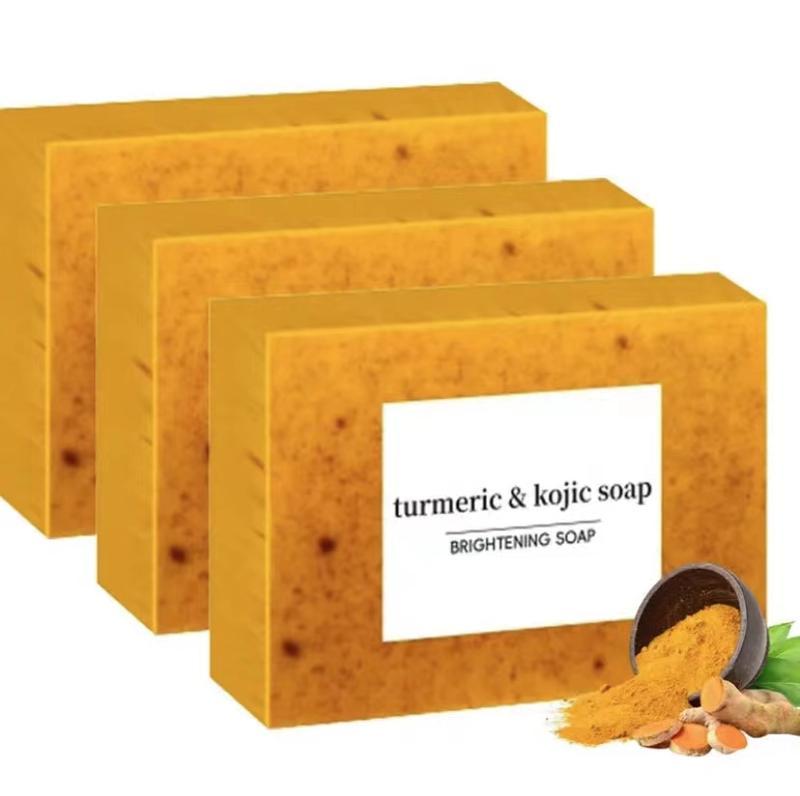 Lemon Turmeric & Kojic Acid Soap Bar, Facial and Body Cleansing, Daily Skin Cleansing Soap Bar, Suitable for Both Men and Women, Moisturizing and Mild Kojic Acid Soap Bar, Comes with Soap Bag Body Care Cleanser