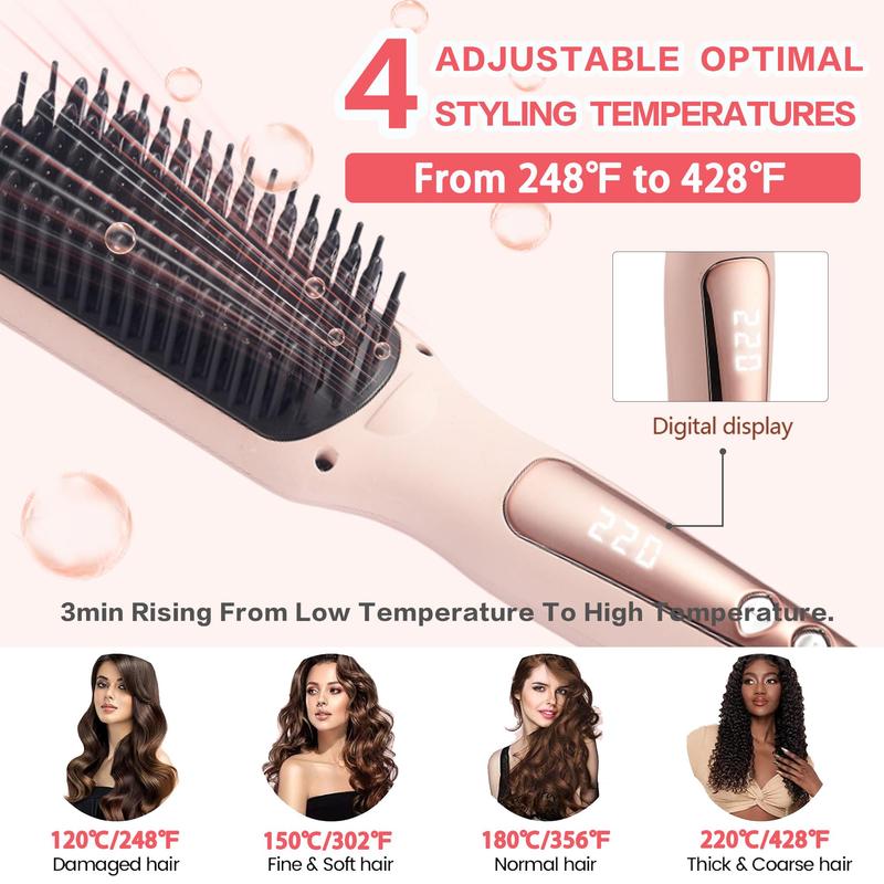 Hair Straightener Brush, Negative Ion Hair Straightener Brush, Ceramic Heated Hair Straightener, Automatic Hair Styling Tool for Home & Salon Use