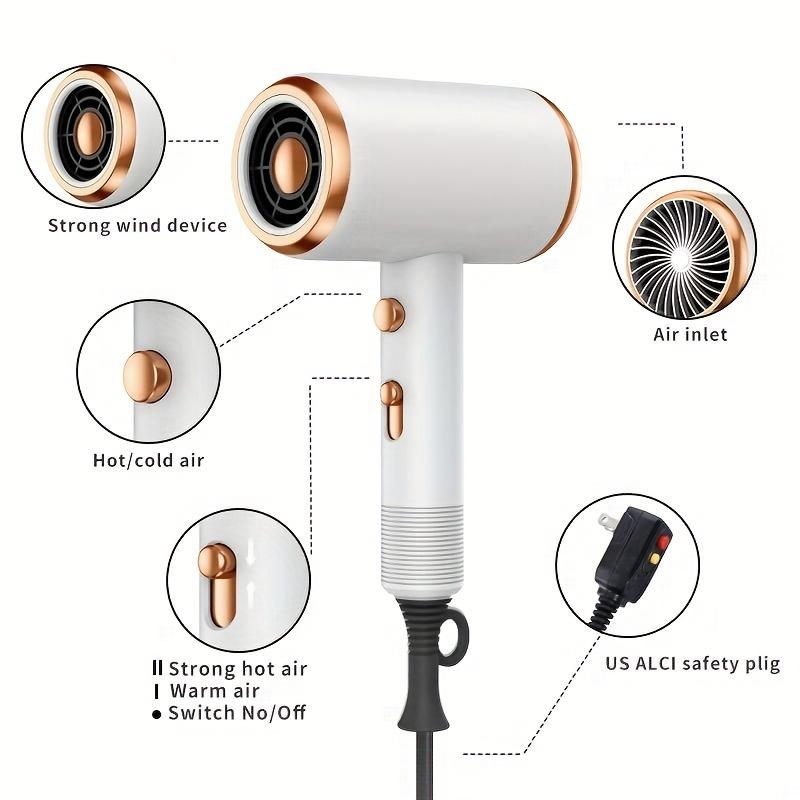 Powerful Ionic Hair Dryer With Diffuser - 2 Speeds, 3 Heating And Cooling Buttons For Straight And Curly Hair - Perfect For Home, Travel, And Salon Use, Holiday Gift