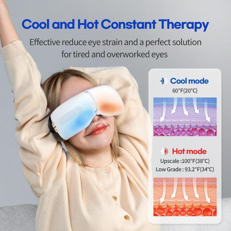 Wireless Eye Massager, 1 Count Hot & Cold Compress Eye Massage Tool with 7 Relax Mode, Eye Care Instrument for Women & Men, Great Gift Option