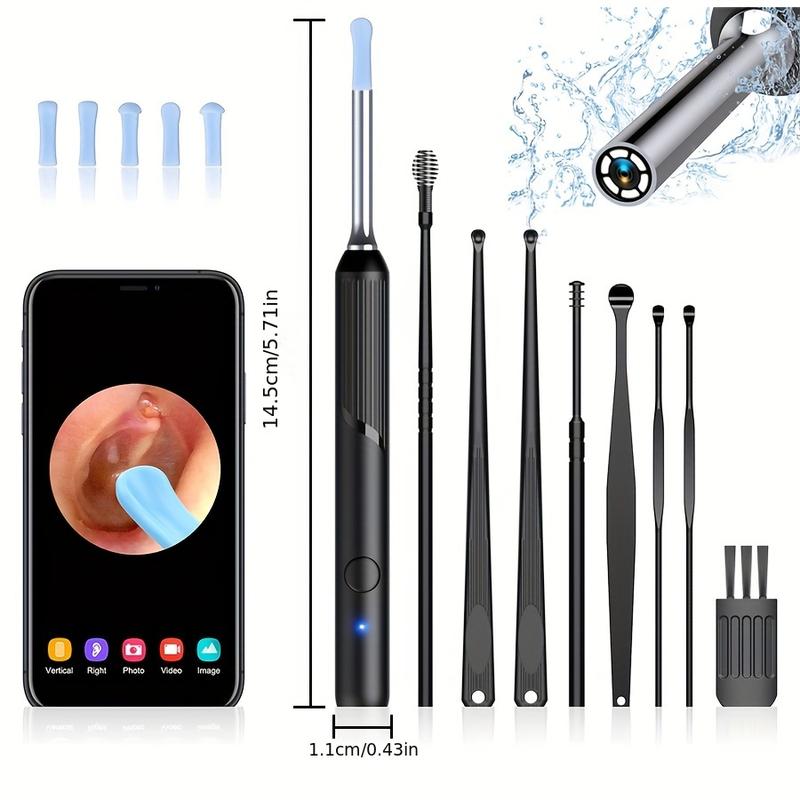 Ear Wax Removal Tool-Ear Cleaner with 1080P Camera, Ear Wax Remover with Light, Ear Cleaning Kit with 8 One Earmuffs, Endoscope with 5 One Auxiliary Accessories