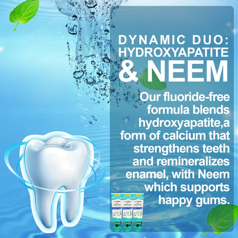 Coconut Oil Toothpaste Non Fluoride, Hydroxyapatite Whitening Freshens Breath Boxes Natural Cocomint Jasmine Fights Plaque  CocoMint Jasmine Neem