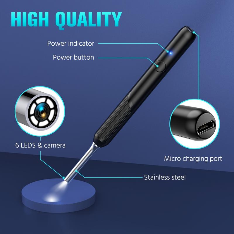 Ear Wax Removal Tool-Ear Cleaner with 1080P Camera, Ear Wax Remover with Light, Ear Cleaning Kit with 8 One Earmuffs, Endoscope with 5 One Auxiliary Accessories