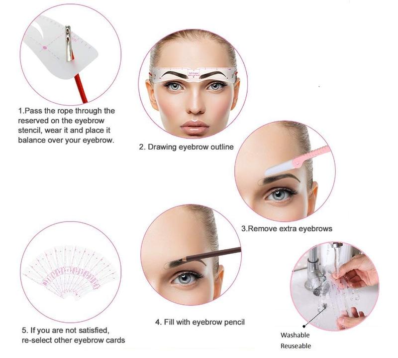 24 Fashionable Styles Eyebrow Stencil, Help Women in Drawing Eyebrows Reusable Eyebrow Template 3 Minutes Makeup Tools for Eyebrows