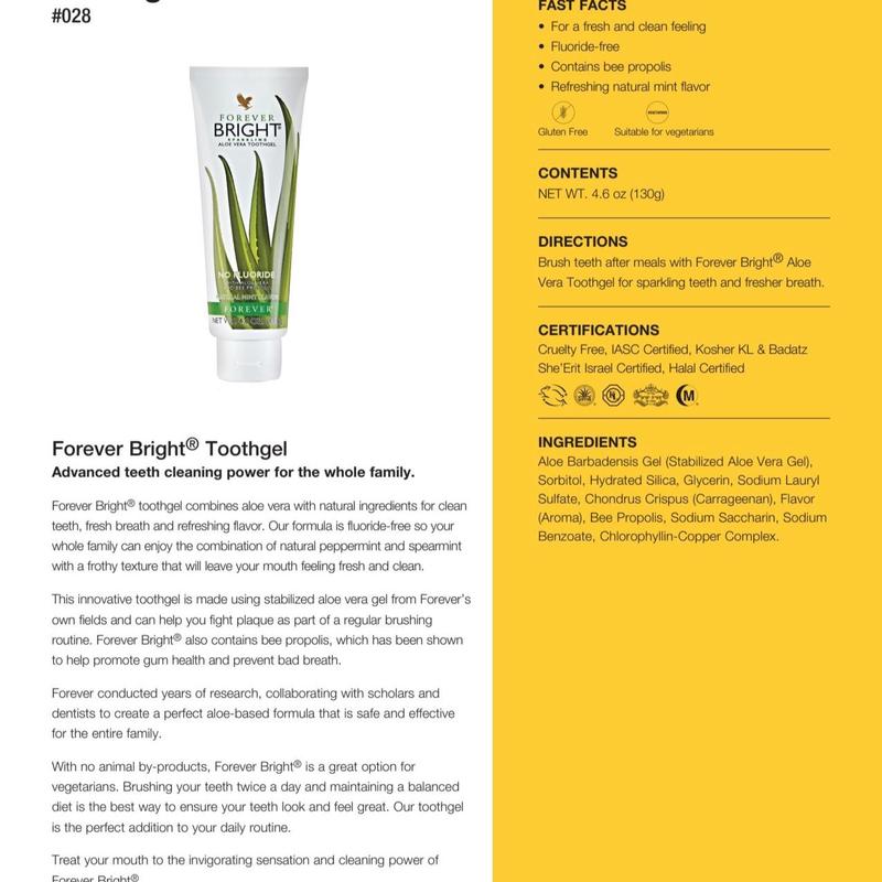 Forever Bright Toothgel for Oral Care and Hygiene