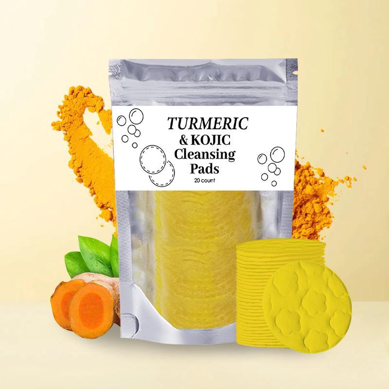 Turmeric Kojic Acid Cleansing Pads, 10 Packs(20pcs pack) Face & Body Cleansing Pads for Men & Women, Daily Skincare Products for All Skin Types