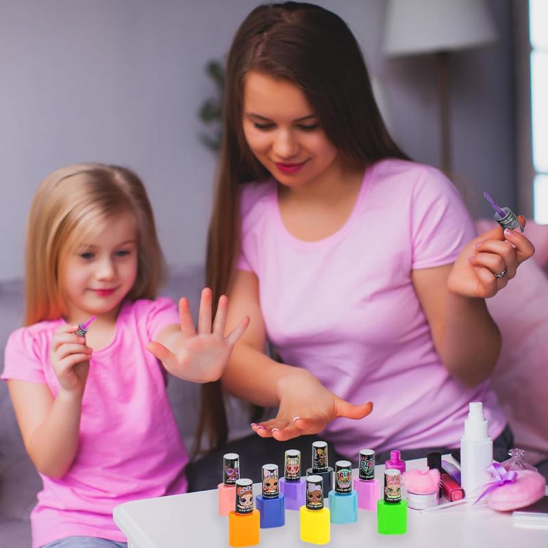 19-Piece Tie-Dye Nail Art Set with 15 Bright Opaque and Shimmery Non-Toxic Nail Polishes and Accessories - Ideal for Slumber Parties, Mani Pedi Days and More, Ages 5+