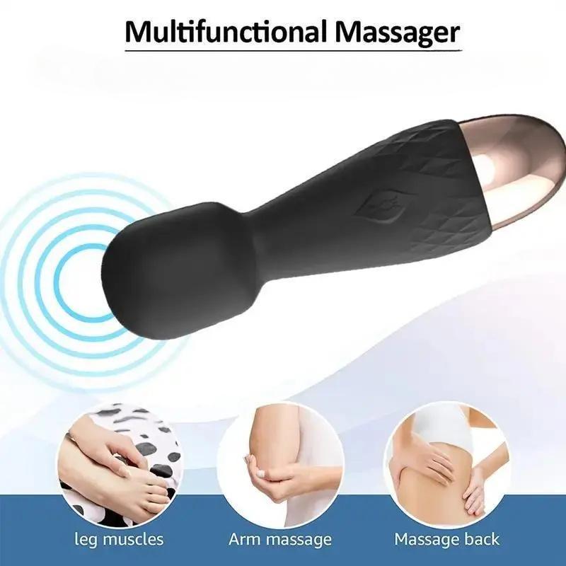 Rechargeable Mini Personal Massager - Powerful Multi Speed Vibration - Whisper Quiet - Waterproof - for Muscle Tension Relief in Neck, Back, Shoulders, Legs and Fee