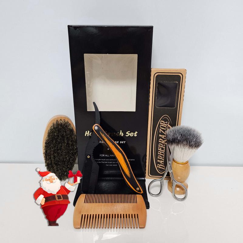 Men's Beard Grooming Set, 6 Counts set Beard Brush Comb Set, Professional Shaving Tool Set for Men, Best Gift for Men