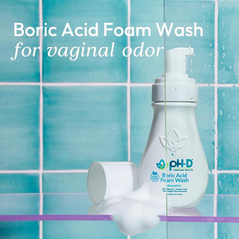 Boric Acid Foam Wash - pH-Balanced, Paraben-Free, and Plant-based (Sensitive, 6 Fl Oz (Pack of 1))