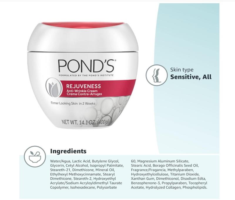 POND'S Anti-Wrinkle Face Cream Anti-Aging Face Moisturizer With Alpha Hydroxy Acid and Collagen 14.1 oz