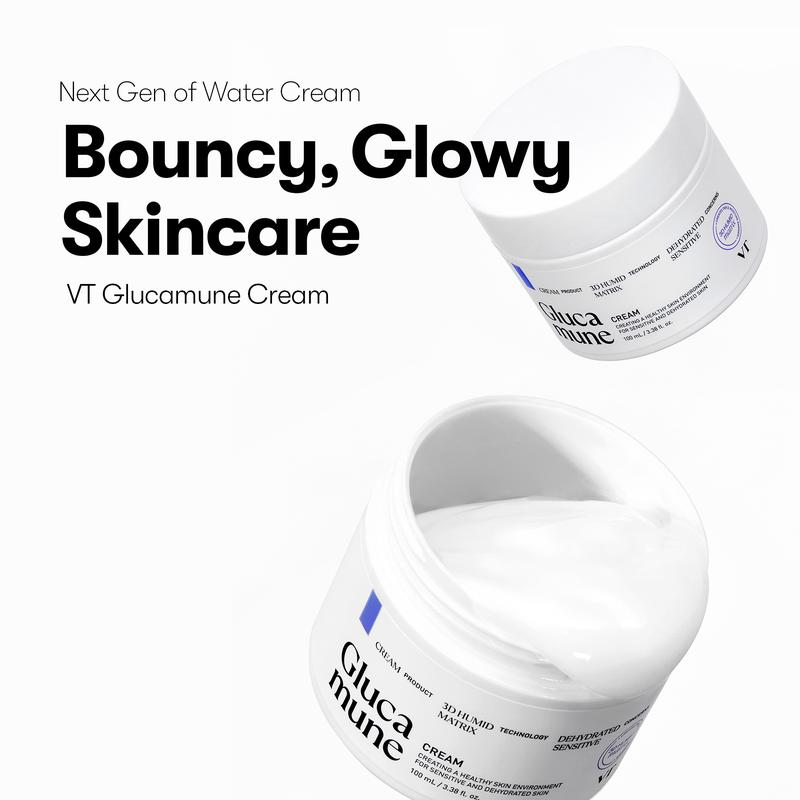 [Official VT Cosmetics] VT GLUCAMUNE CREAM, Moist & soothing essence with 57% Glucamune for dry and sensitive dehydrated skin pore perfection