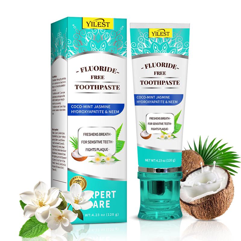 Coconut Oil Toothpaste Non Fluoride, Hydroxyapatite Whitening Freshens Breath Boxes Natural Cocomint Jasmine Fights Plaque  CocoMint Jasmine Neem