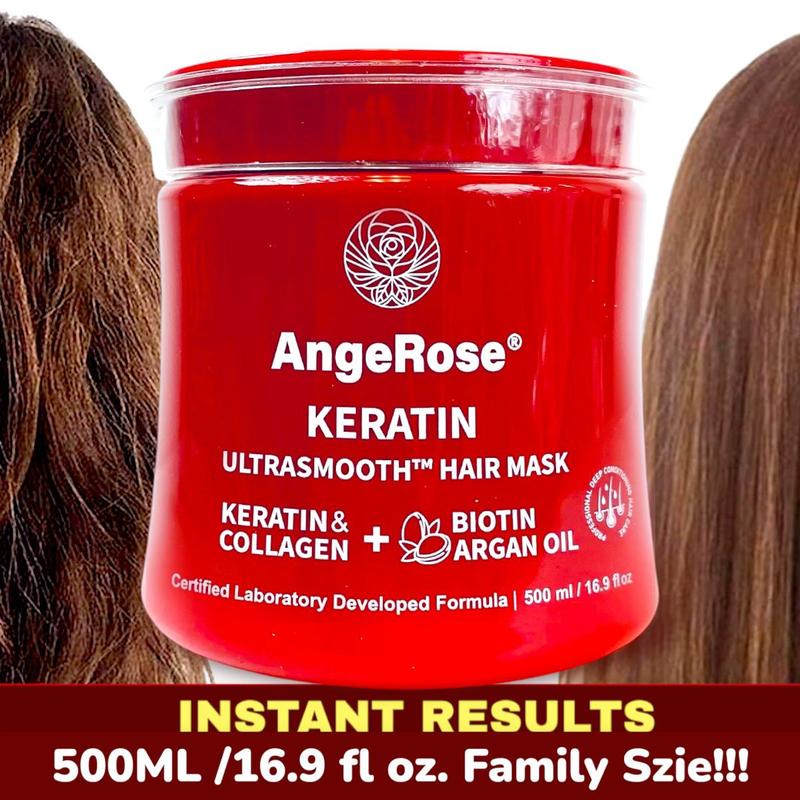 AngeRose  Collagen, Kertain, Argan Oil, Ultra Smmoth Hair Mask and Deep Repair Conditioning , Hair Treatment, Conditioner for Dry or Damaged Hair - All Hair Types 16.90 oz 500ml