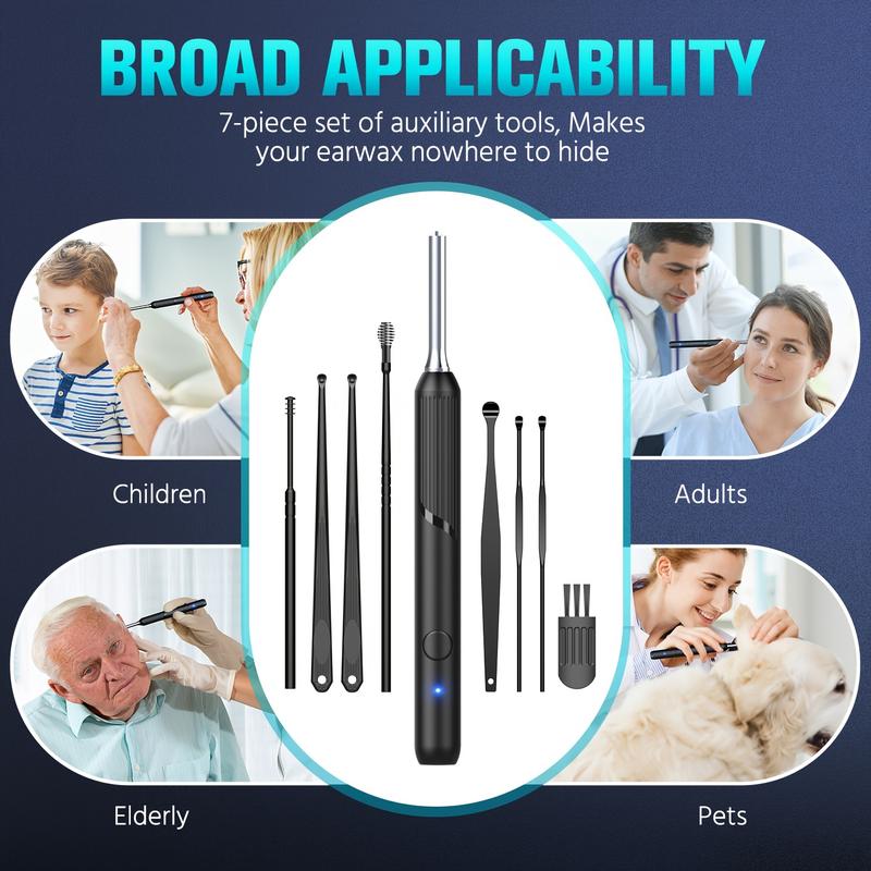 Ear Wax Removal Tool-Ear Cleaner with 1080P Camera, Ear Wax Remover with Light, Ear Cleaning Kit with 8 One Earmuffs, Endoscope with 5 One Auxiliary Accessories