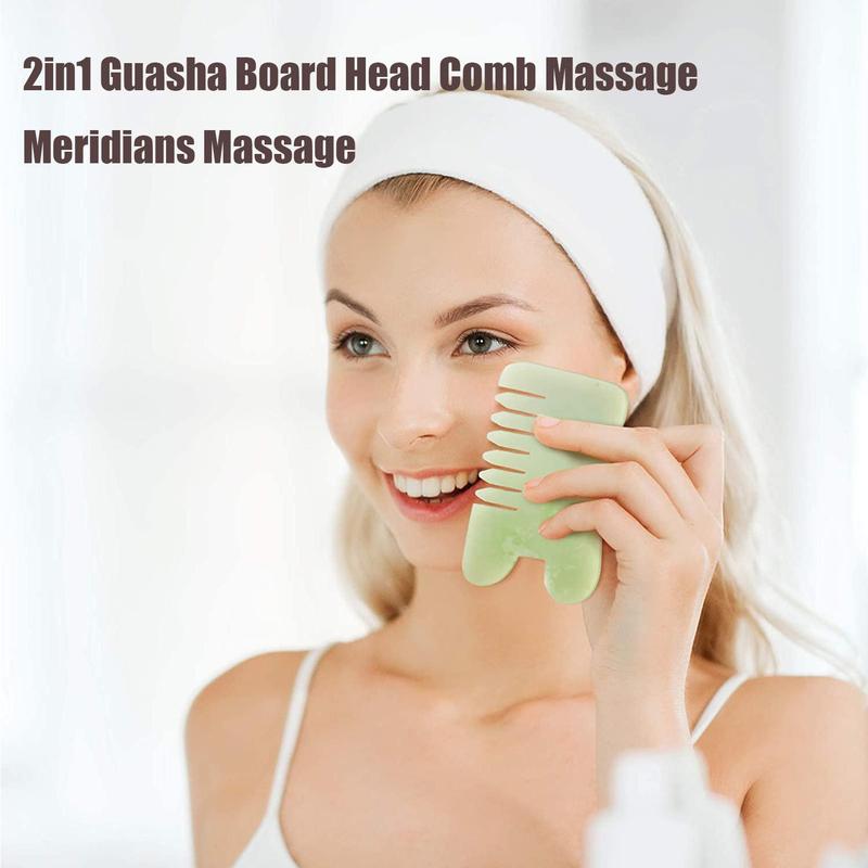 Jade Stone Massage Board, Manual Face Massage Tool, Head Scalp Massage Comb, Body Massage Tool for Women & Men