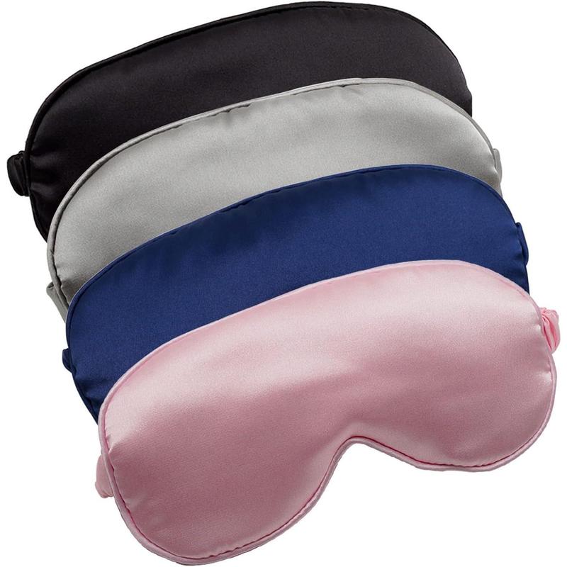 Sleep Mask 4 Pack Silk Eye Cover Soft Satin Blindfold Elastic Strap Night Eyeshade Travel Nap for Women Men