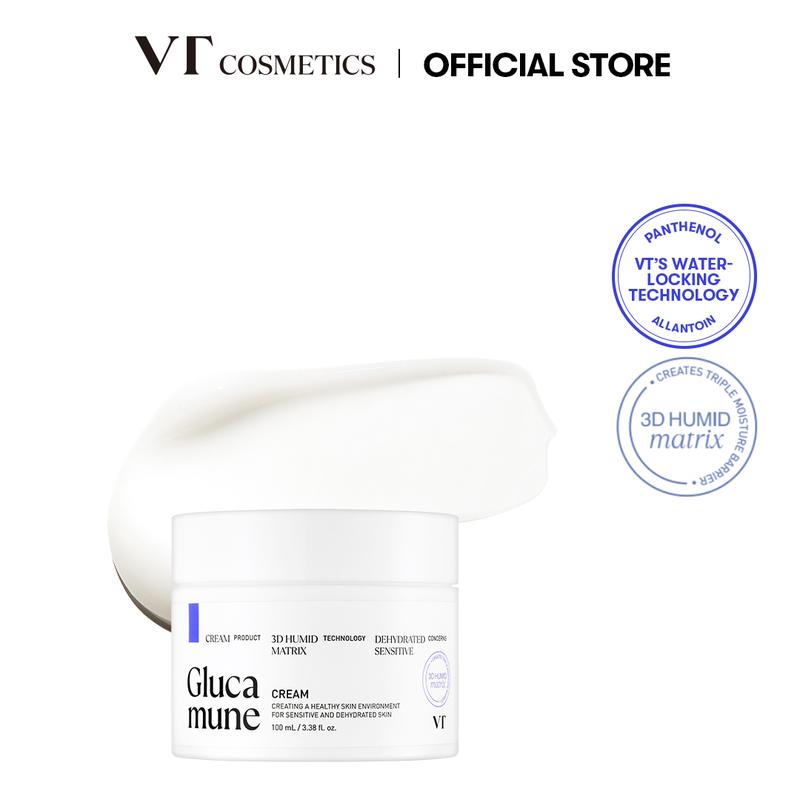 [Official VT Cosmetics] VT GLUCAMUNE CREAM, Moist & soothing essence with 57% Glucamune for dry and sensitive dehydrated skin pore perfection