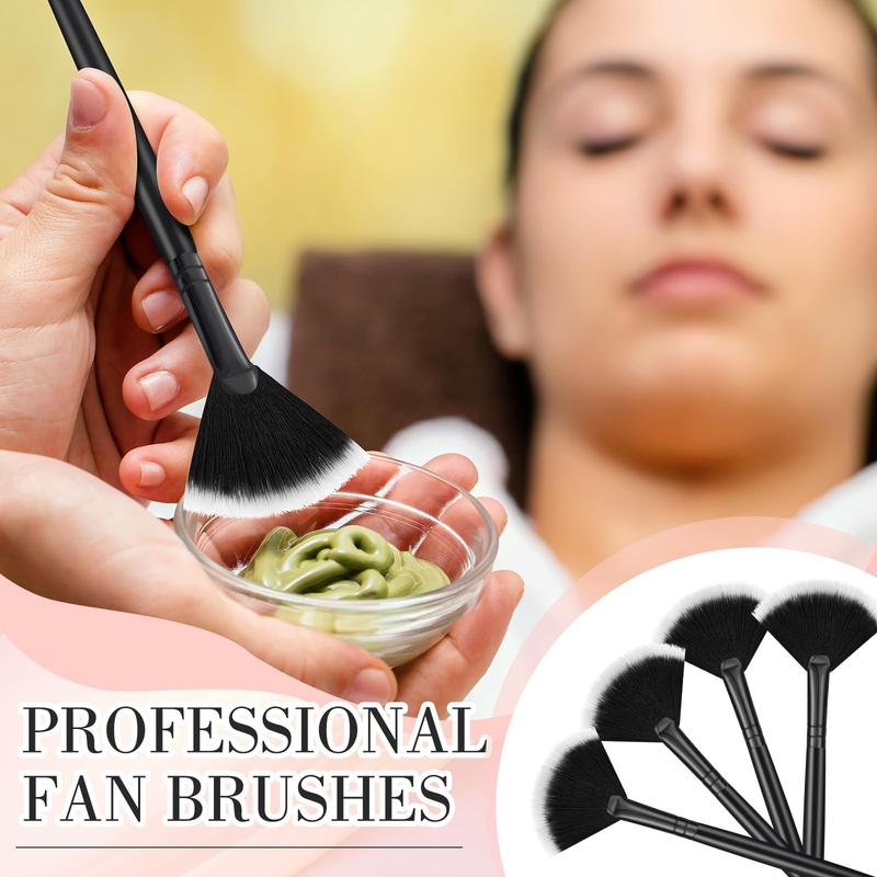 12 Pcs Soft Facial Fan Brush Blush Makeup Brush Face Mask Acid Applicator Multi Use Cosmetic Tools for Peel Mask Makeup for Mud Cream (Black)