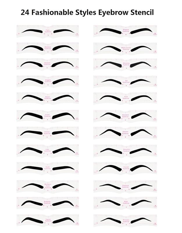 24 Fashionable Styles Eyebrow Stencil, Help Women in Drawing Eyebrows Reusable Eyebrow Template 3 Minutes Makeup Tools for Eyebrows