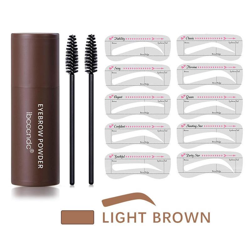 Eyebrow Powder & Eyebrow Brush & Eyebrow Stencil Kit, 1 Set Easy Coloring Eyebrow Powder Stick, Tinted Powder, Eyebrow Stencils, Eyebrow Brushes, Eyebrow Makeup