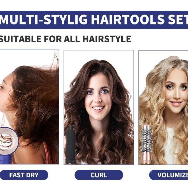 Professional Hair Dryer Brush Set - 5 in 1 One Step Hot Air Brush for Fast Drying, Curling, Straightening, and Combing