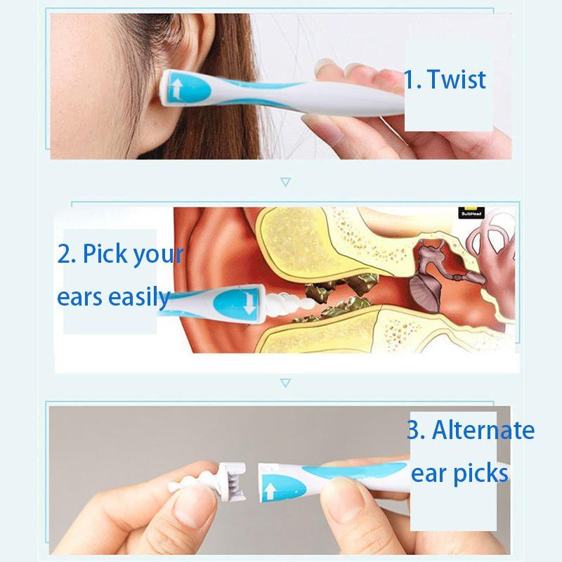 Comfort Ear Wax Remover Set, Rotating Spiral Ear Cleaner with 16 Replacement Heads, 17pcs set Reusable Ear Wax Cleansing Kit, Ear Cleaning Tool