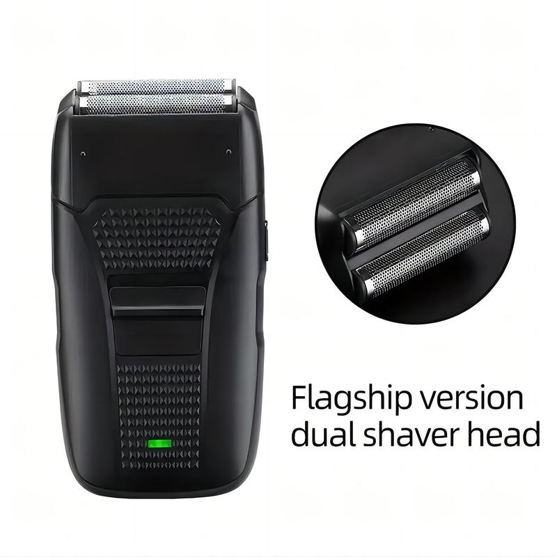 Electric Shaver for Hair and Beard, Full Mesh Veneer Knife Mesh Design, 1 Count Rechargeable Shaver with Dual Heads, Mens Grooming Kit, Trimmer for Men Barber Hair Salon