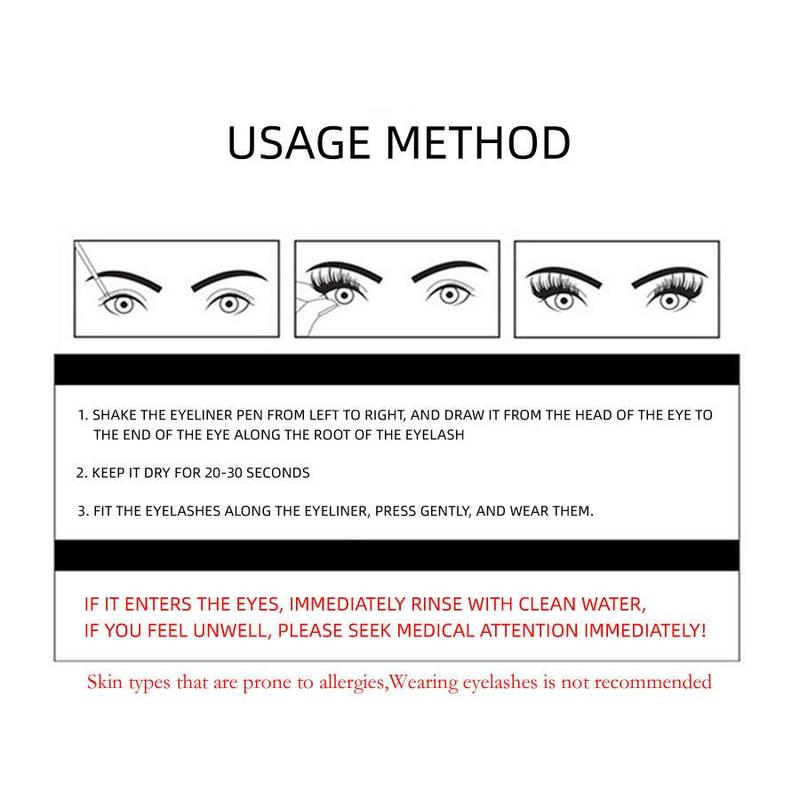 Eyeliner & Eyelashes Set, 3 Pairs Reusable Natural Look Eyelash Extensions with Accessories, Self Grafting Curl Eyelashes, Eye Makeup Product for Women & Girls