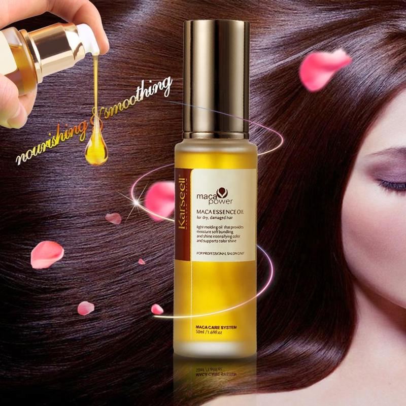 Karseell Maca Power Argan Oil Repair Hair Refreshing Hair Cold Pressed Weightiess Argan Oil Refreshing Hair Serum for All Hair Types 50ml