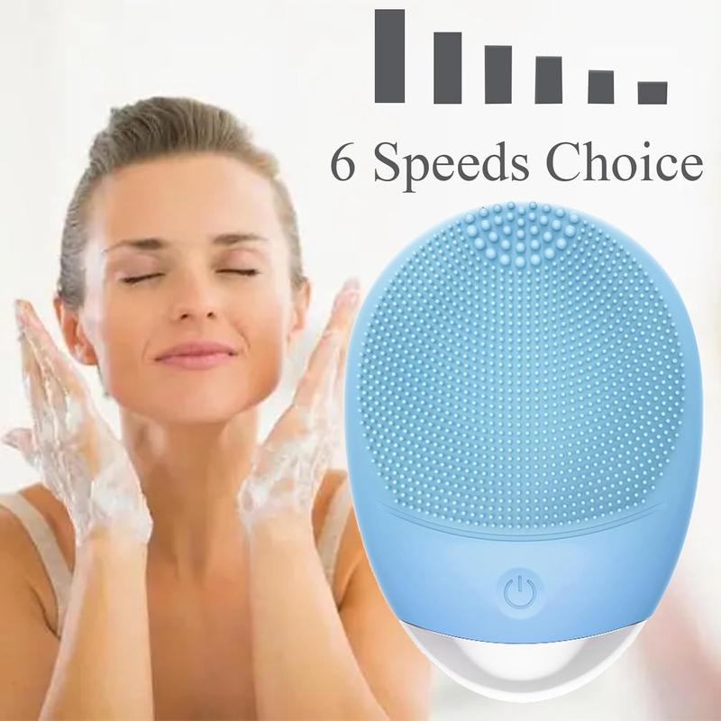 Facial Cleansing Brush, 3-in-1 Electric Soft Silicone Waterproof Face Scrubber, USB Rechargeable IPX7 Waterproof Sonic Vibrating Face Brush for Deep Cleansing, Gentle  and Massaging Durable Skin Care