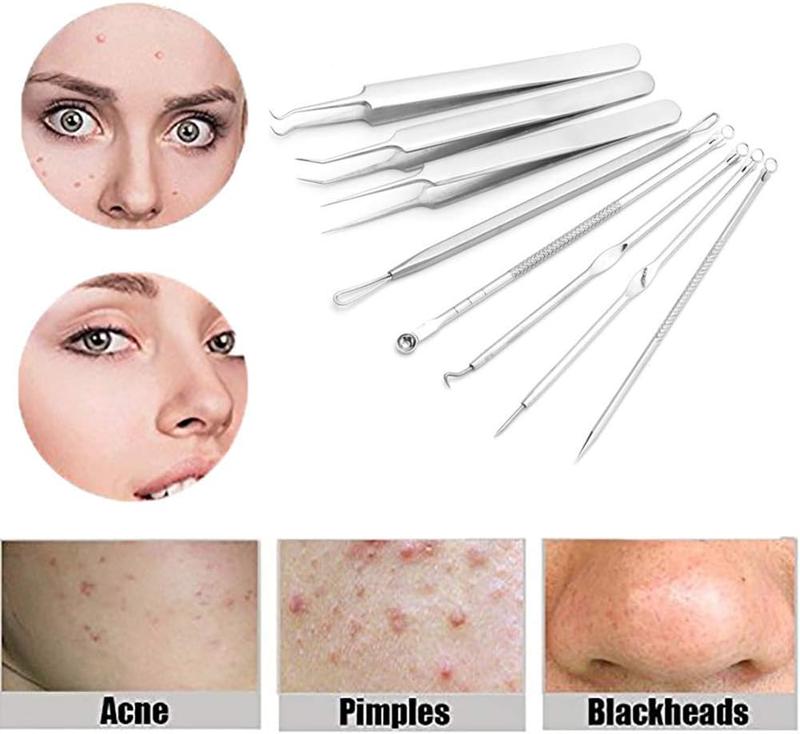 Pimple Popper Stainless Steel Tool Kit - 8Pcs Blackhead Remover Comedone Extractor Kit，Acne Blackhead Tool,Ear Blackhead Removal Products Skincare