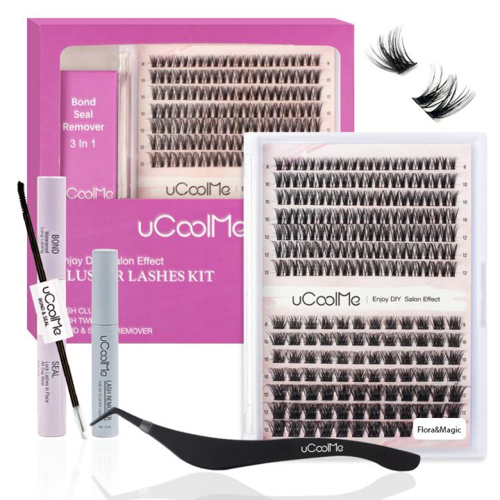 uCoolMe Short Lashes | Flora & Magic | DIY Short Clusters 8-12mm Individual lash Extensions D Curl Ultra-thin Band Lash Clusters Natural Look Cluster Lashes For Girls winter gift