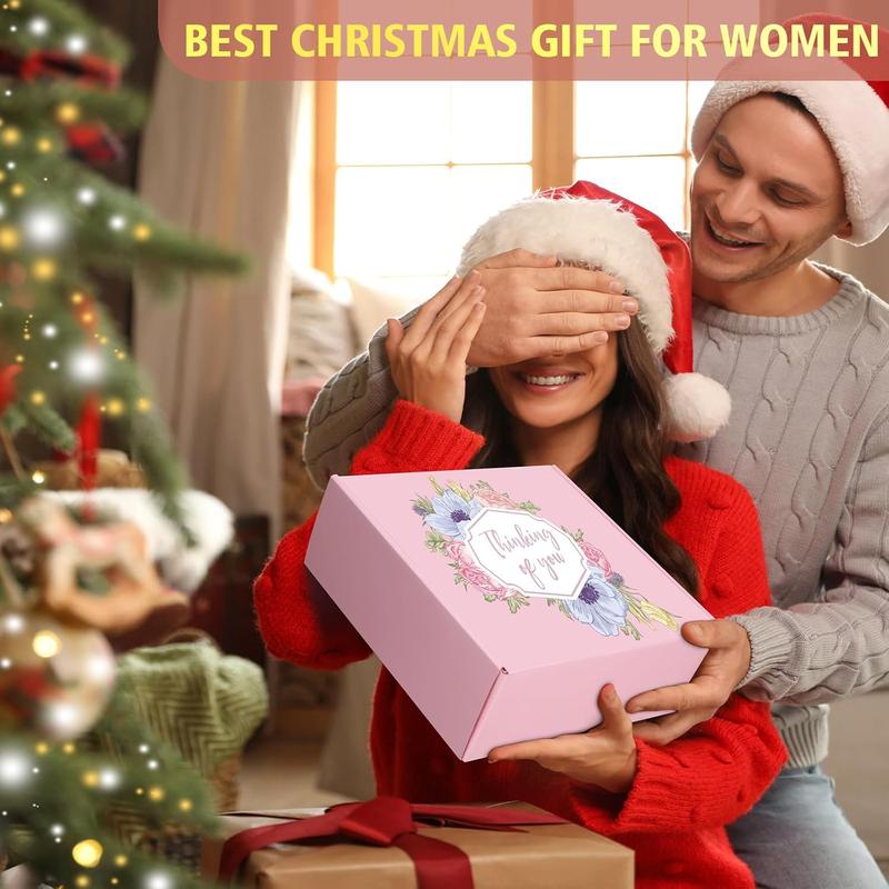 Christmas Gift for Women, Thinking of You Get Well Soon Gift Basket, Unique Self Care Package Spa Gift Set, Retirement Gift Box for Woman, Birthday Gift Kit Idea for Mom Sister Her Best Friend, Pink