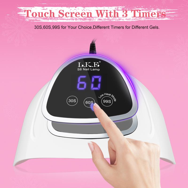 LKENail S8 LED Nail Lamp,Upgrade 72W Nail Dryer for Gel Polish with LCD Display,Auto Sensor and 3 Timer settings,Professional Curing Lamp Light for Salon and Home,Thanksgiving Gifts for Girlfriends