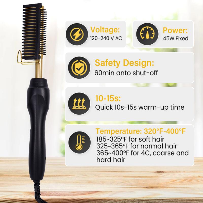 Electric Heated Hair Straightening Comb,Multifuncional Hair Straightening brush,wet &dry hair styling tool for home&salon use marcel curling irons