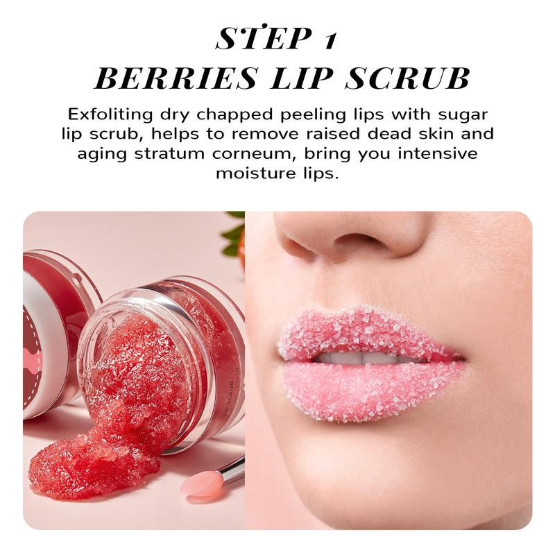 ANAiRUi Berry+VC 2in1 Lip Care Kit - Overnight Moisturizing Lip Sleeping Mask & Lip Scrub, Skincare Lip Balm for Dry Chapped Lips, Lip Therapy Set