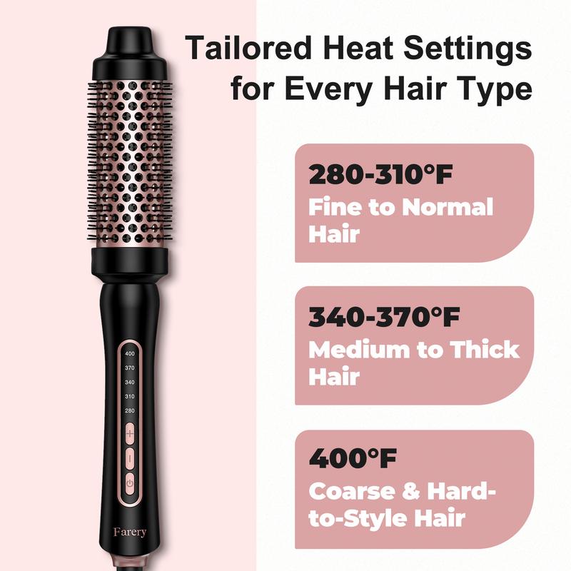 FARERY 1 1 2 Inch Thermal Brush, Adjustable Temp, Dual Voltage, Creates 90's Voluminous Style